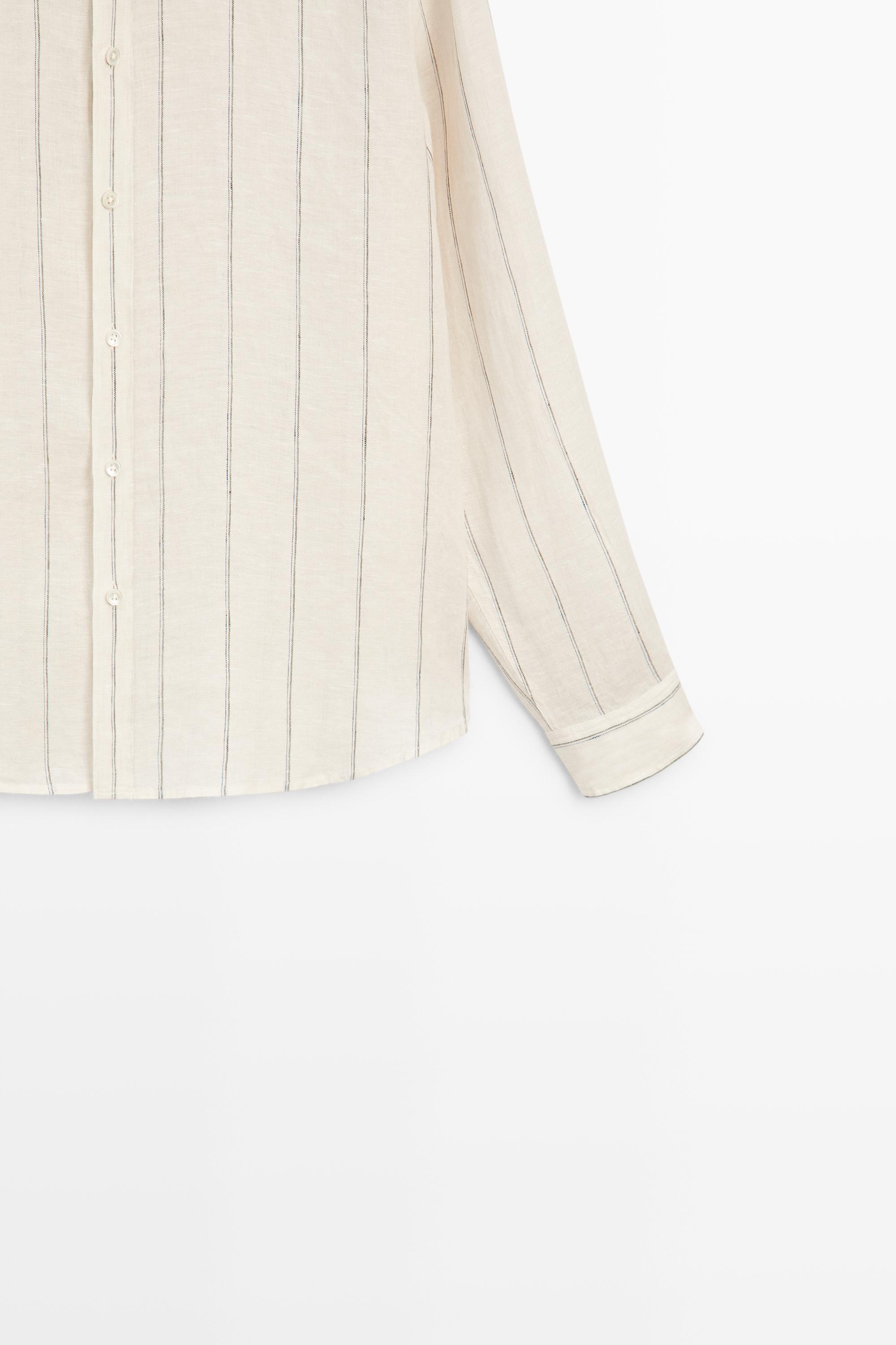 Chemise regular fit à rayures 100 % lin
